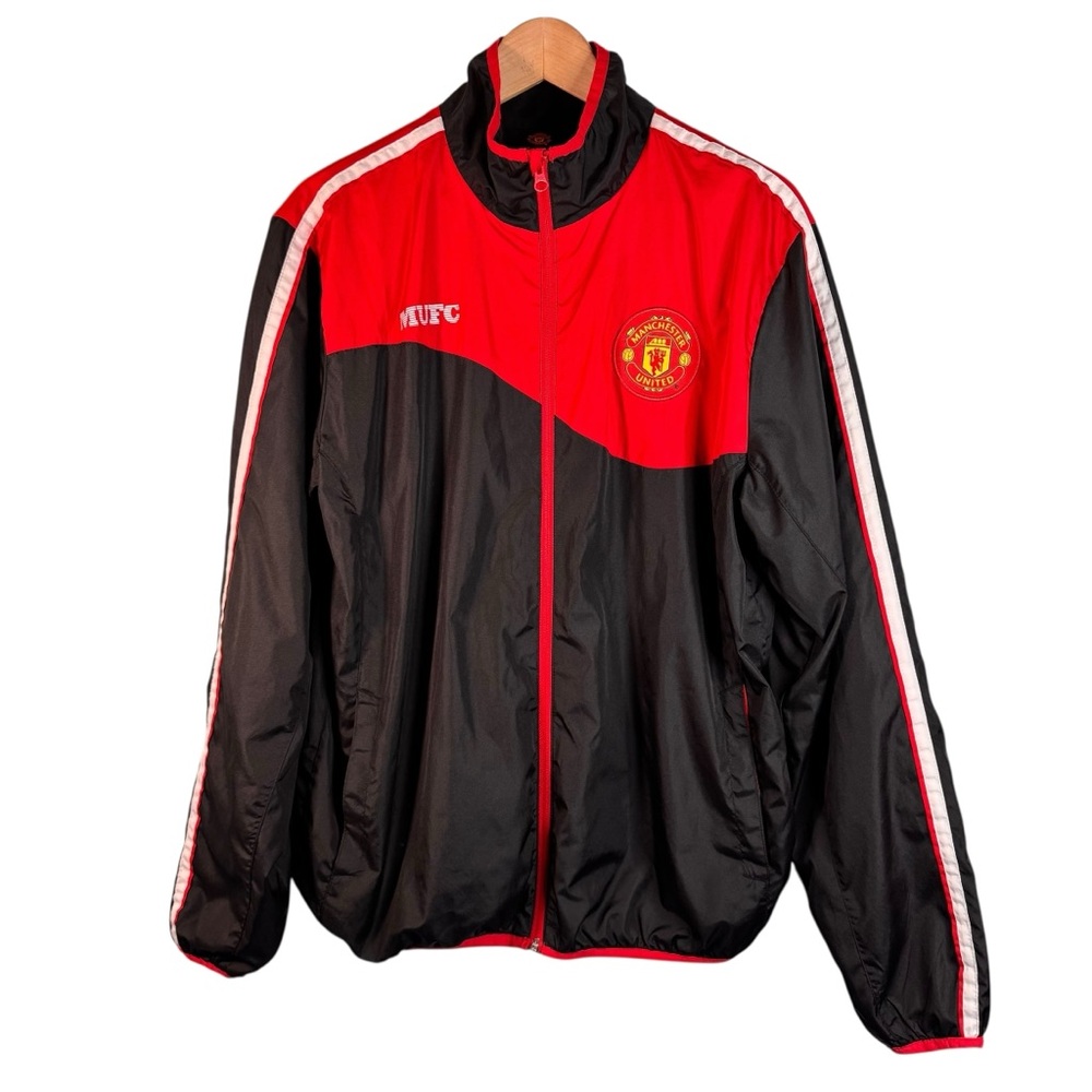 Manchester United FC Windbreaker Jacket Mens Size Medium Red Black Soccer